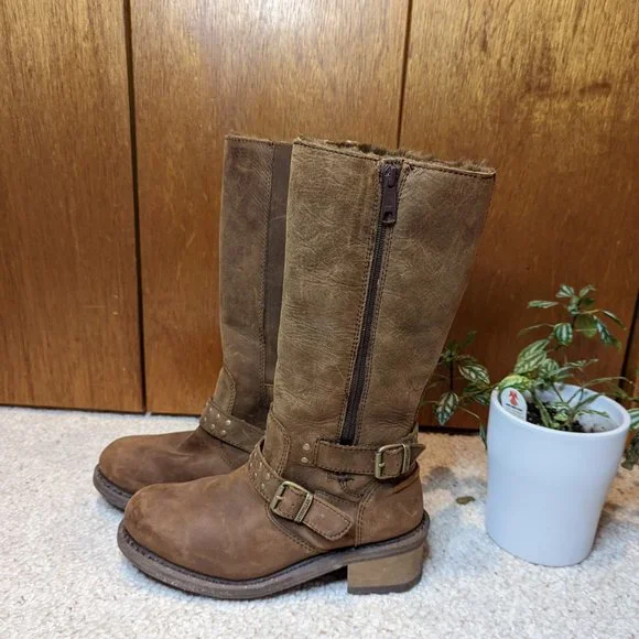 Caterpillar Woman's Florencia Brown Leather Mid Calf Waterproof Boots - Picture 3 of 12